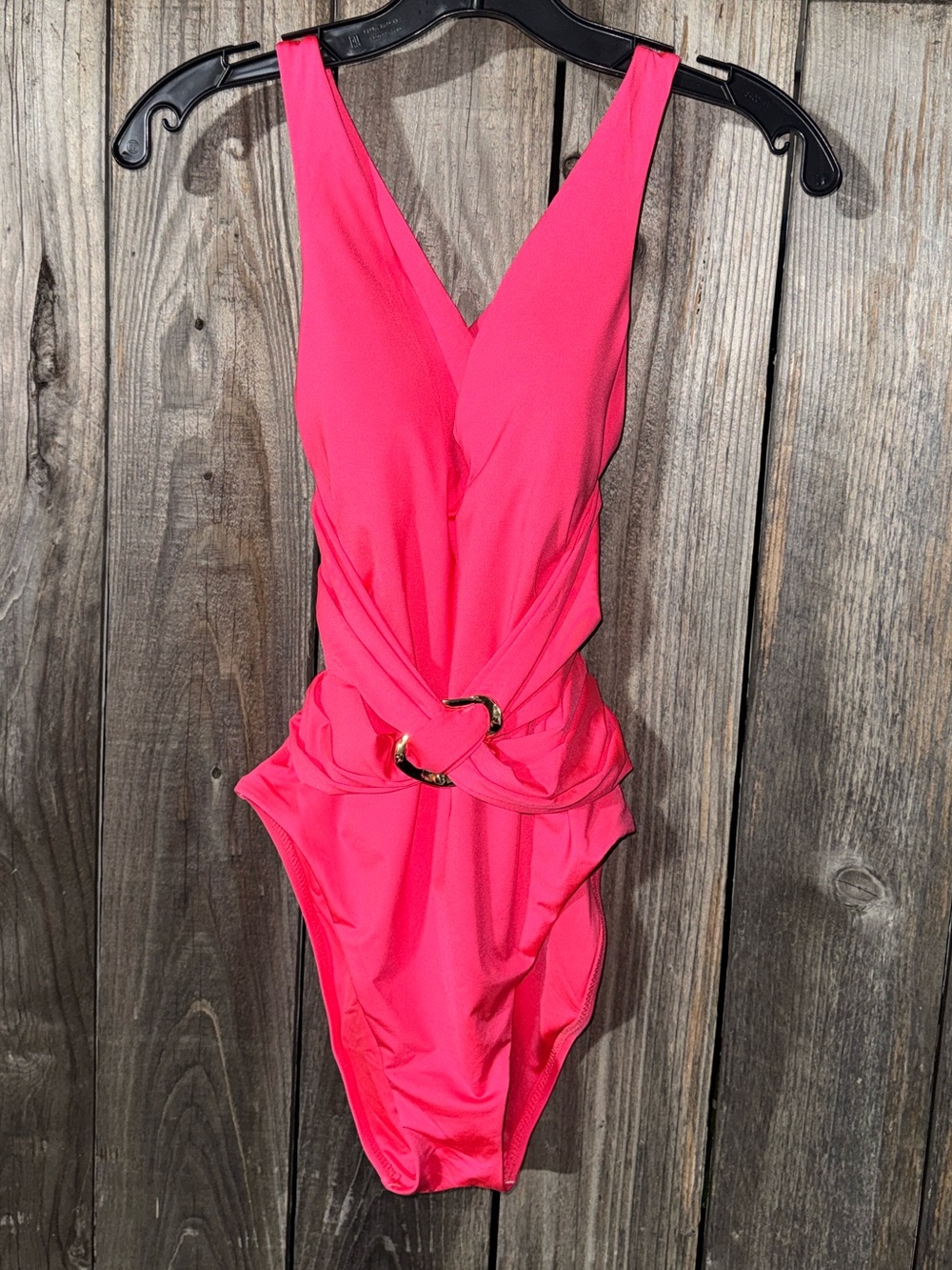 Trina Turk Hot Pink One Piece Swimsuit with Gold Ring Detail - Picture 5 of 9